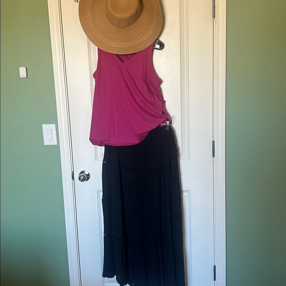 Liz Claiborne Navy Blue a-line maxi skirt size L